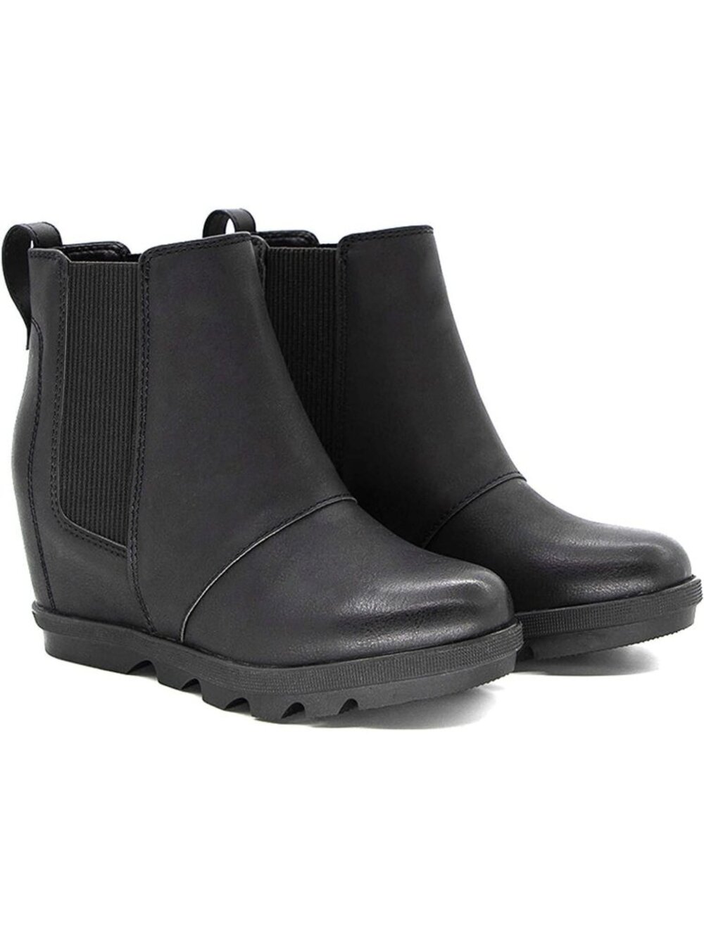 Women's Black Faux Leather Comfortable Hidden Heel Chelsea Ankle Stylish Booties